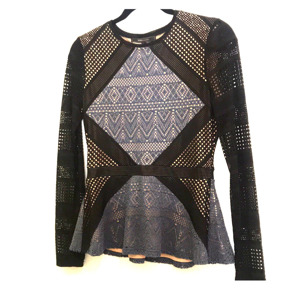 BCBG Maira Lace Peplum Top Small
